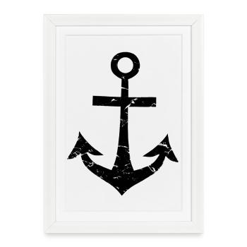 Ancre noire Captain utilisée avec un look vintage Hope - Affiche encadrée (27 × 37 cm) - blanc - Devant
