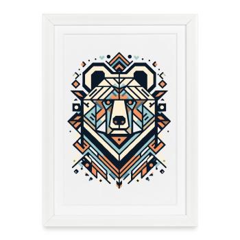 Abstrait Animal Bear 2 - Affiche encadrée (27 × 37 cm) - blanc - Devant