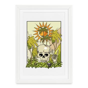 Crâne volcanique avec couronne de soleil - Affiche encadrée (27 × 37 cm) - blanc - Devant