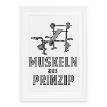Muscles on principle - weight bench - Framed poster (27 × 37 cm) - white - Front