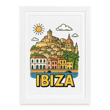 Ibiza town skyline - Framed poster (27 × 37 cm) - white - Front