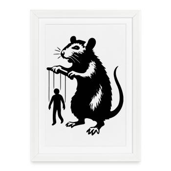 Rat avec marionnette humaine - Affiche encadrée (27 × 37 cm) - blanc - Devant