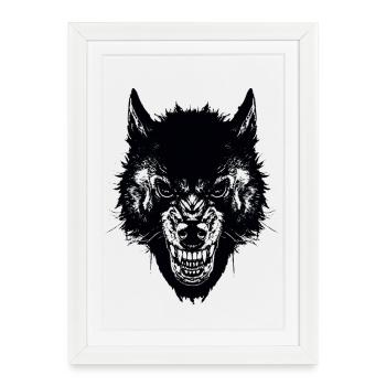 loup - Affiche encadrée (27 × 37 cm) - blanc - Devant
