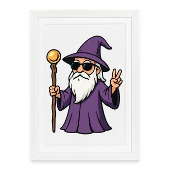 Violet Sorcier Signe de Paix - Affiche encadrée (27 × 37 cm) - blanc - Devant