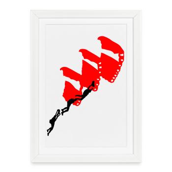 Parachutisme - Affiche encadrée (27 × 37 cm) - blanc - Devant