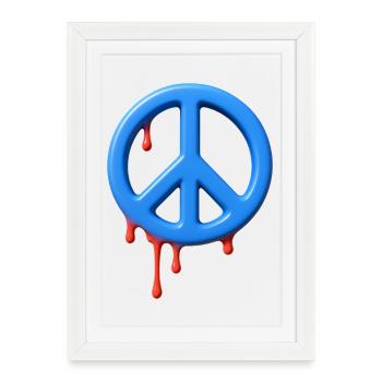 STOP WAR - peace & love - Affiche encadrée (27 × 37 cm) - blanc - Devant