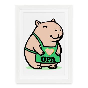 GRAND-PÈRE CHEF CAPYBARA - Affiche encadrée (27 × 37 cm) - blanc - Devant