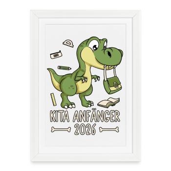 Kita Beginner 2026 Dinosaur - Framed poster (27 × 37 cm) - white - Front
