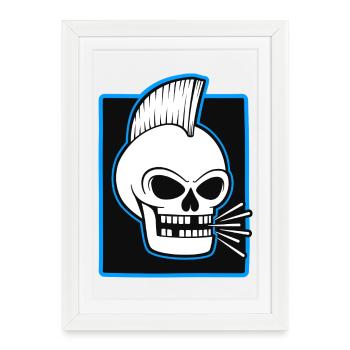 Graphique punk de la crête crâne - Affiche encadrée (27 × 37 cm) - blanc - Devant