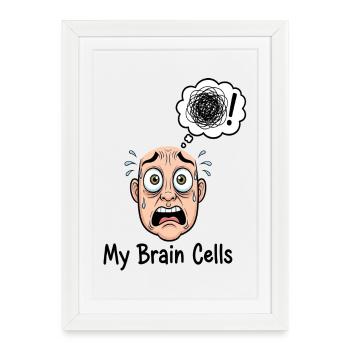 My Brain Cells Cartoon Chaos - Framed poster (27 × 37 cm) - white - Front