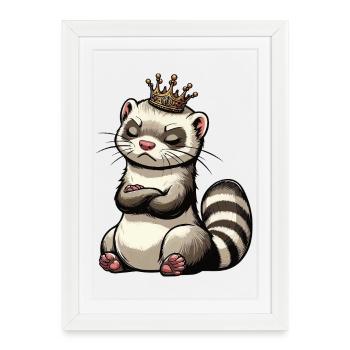 Furet Ferret Holder Furet Propriétaire - Affiche encadrée (27 × 37 cm) - blanc - Devant