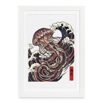 Jellyfish Japanese Ocean - Framed poster (27 × 37 cm) - white - Front