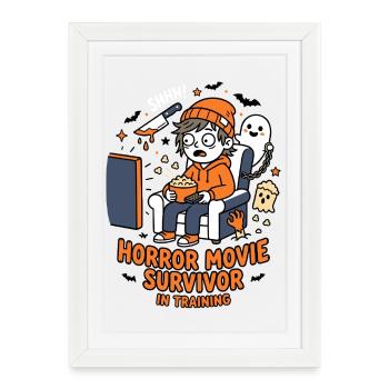 Humour de la formation des survivants dans un film d’horreur - Affiche encadrée (27 × 37 cm) - blanc - Devant
