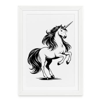 Unicorn Horse Black - Framed poster (27 × 37 cm) - white - Front