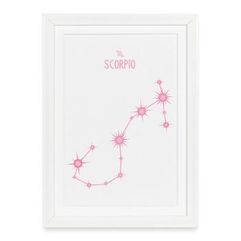 Scorpio Zodiac Sign Star Constellation Pastel Pink - Framed poster (27 × 37 cm) - white - Front