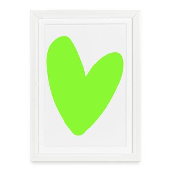 Icône Cœur Vert Néon Style rétro minimaliste - Affiche encadrée (27 × 37 cm) - blanc - Devant