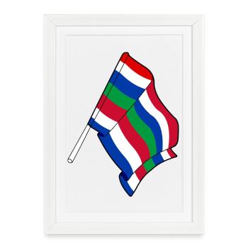 Drapeau Schiermonnikoog – Fierté de l’île - Affiche encadrée (27 × 37 cm) - blanc - Devant