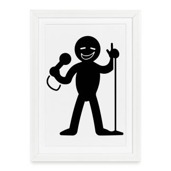 Singer with microphone - Framed poster (27 × 37 cm) - white - Front