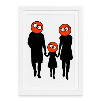 Silhouette familiale Chers enfants Parents Maman Papa - Affiche encadrée (27 × 37 cm) - blanc - Devant