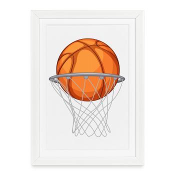 Basketballkorb-Explosion - Gerahmtes Poster (27 × 37 cm) - Weiß - Vorne