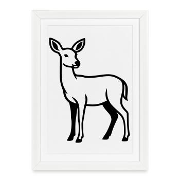 Club de chasse de chasseurs de silhouettes de cerfs Forêt forestière - Affiche encadrée (27 × 37 cm) - blanc - Devant