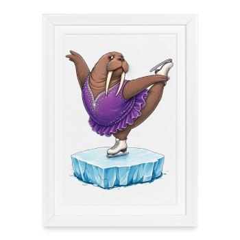 Walross als Eiskunstläuferin auf Eisscholle Kür - Framed poster (27 × 37 cm) - white - Front