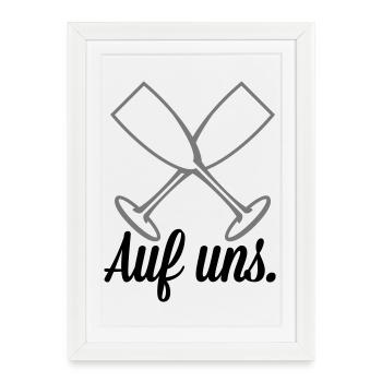 Auf uns Sekt - Gerahmtes Poster (27 × 37 cm) - Weiß - Vorne