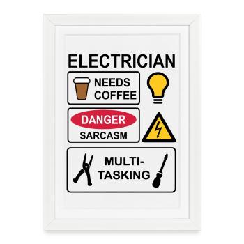 Electrician - Framed poster (27 × 37 cm) - white - Front
