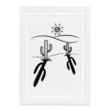 cactus romantiques - Affiche encadrée (27 × 37 cm) - blanc - Devant