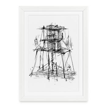 Architecture Tower - Framed poster (27 × 37 cm) - white - Front