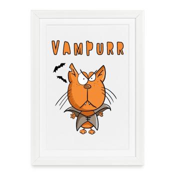 Creepy Vampurr Schnurr Cat I Halloween - Framed poster (27 × 37 cm) - white - Front