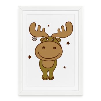 Christmas moose, elk, christmas - Framed poster (27 × 37 cm) - white - Front