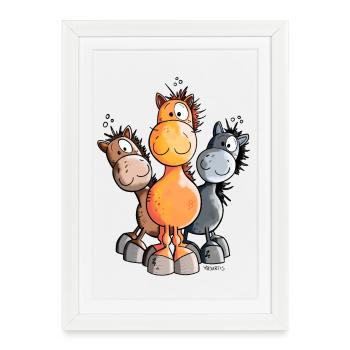 Three Sweet Horses - Framed poster (27 × 37 cm) - white - Front