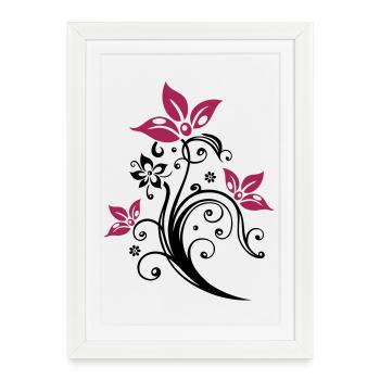 Flowers with filigree floral ornament. Feminine. - Framed poster (27 × 37 cm) - white - Front