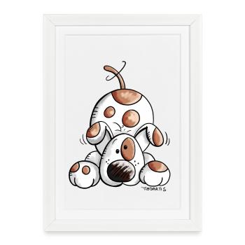 Funny Chien - Chiens - Comique - Affiche encadrée (27 × 37 cm) - blanc - Devant