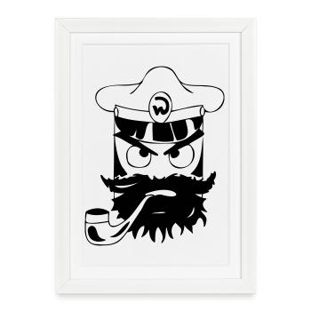 Capitaine dessiné à la main - Chemise de capitaine cool - Affiche encadrée (27 × 37 cm) - blanc - Devant