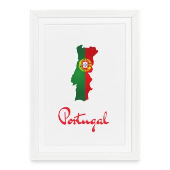 Silhouette de la carte de l’écusson du Portugal - Affiche encadrée (27 × 37 cm) - blanc - Devant