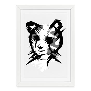 Tête d’ours panda dans le style cubiste - Affiche encadrée (27 × 37 cm) - blanc - Devant