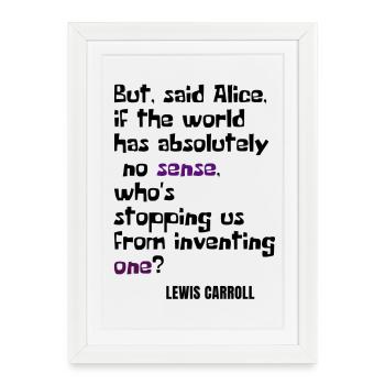 Citation Alice au pays des merveilles - Affiche encadrée (27 × 37 cm) - blanc - Devant