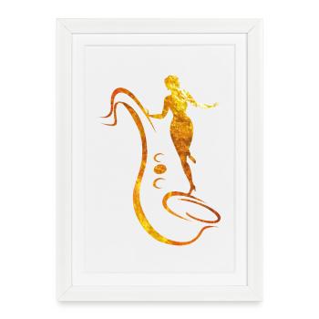 Woman and saxophone - Framed poster (27 × 37 cm) - white - Front