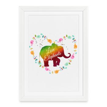 Rainbow Elephant Heart Design - Framed poster (27 × 37 cm) - white - Front