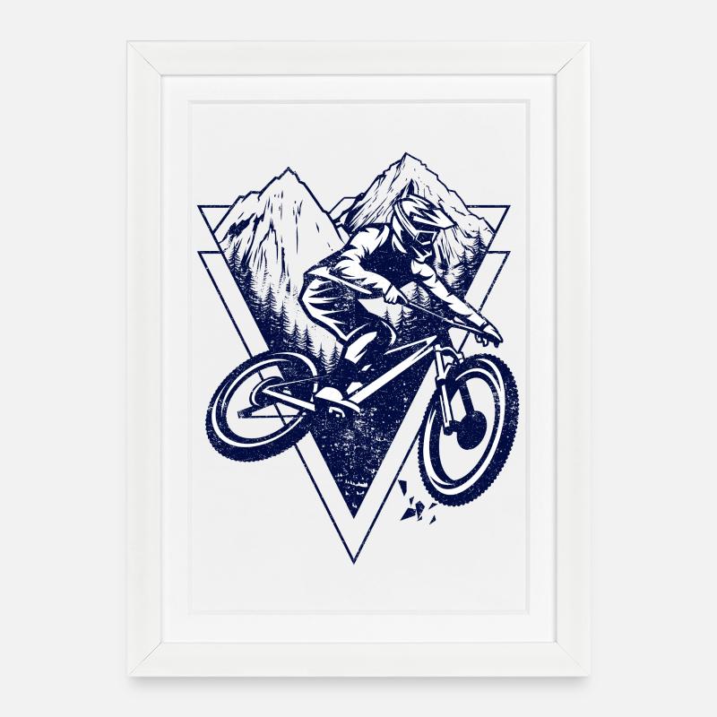 Mountain Biker in Ridge Triangle - Framed poster (27 × 37 cm) - white