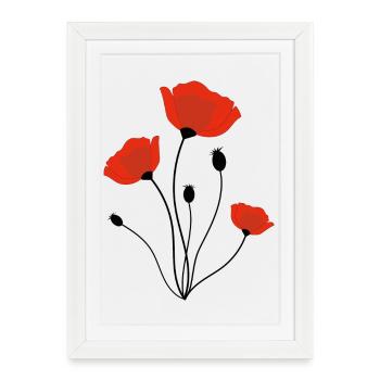 Coquelicot - Affiche encadrée (27 × 37 cm) - blanc - Devant