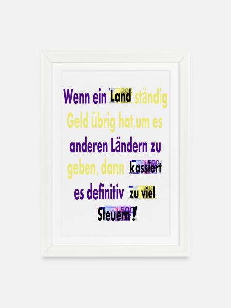 Zu viele Steuern - Gerahmtes Poster (27 × 37 cm) - Weiß