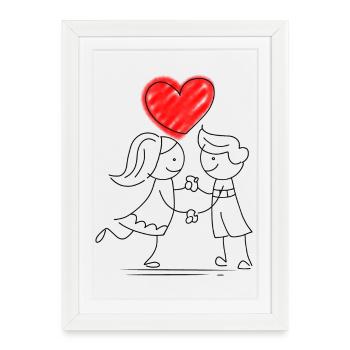 Conception de coeur avec des couleurs pastel et un style d’esquisse - Affiche encadrée (27 × 37 cm) - blanc - Devant