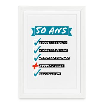 50 ans- Nouvelle libido  - Affiche encadrée (27 × 37 cm) - blanc - Devant