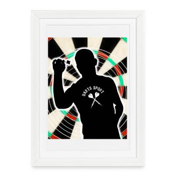 Sports de fléchettes - Affiche encadrée (27 × 37 cm) - blanc - Devant