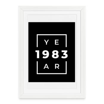 Design Anniversaire 1983 Minimaliste Noir - Affiche encadrée (27 × 37 cm) - blanc - Devant