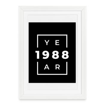 Design Typographique Année 1988 - Affiche encadrée (27 × 37 cm) - blanc - Devant