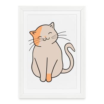 Chat - Affiche encadrée (27 × 37 cm) - blanc - Devant